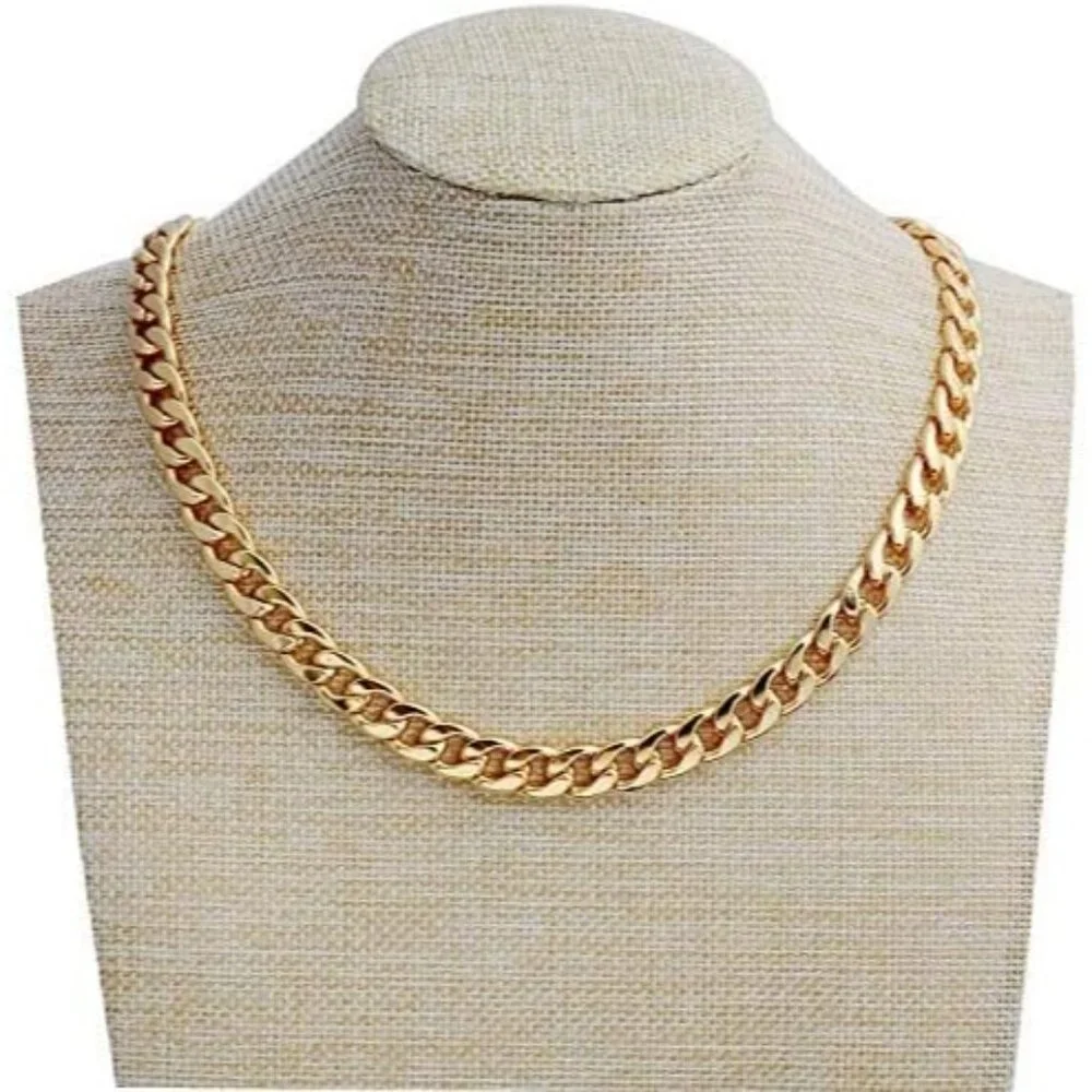 Men Gold Fake Gold Chain Feel Real Solid 18k Plated Necklace 24 Inch 10MM Chain